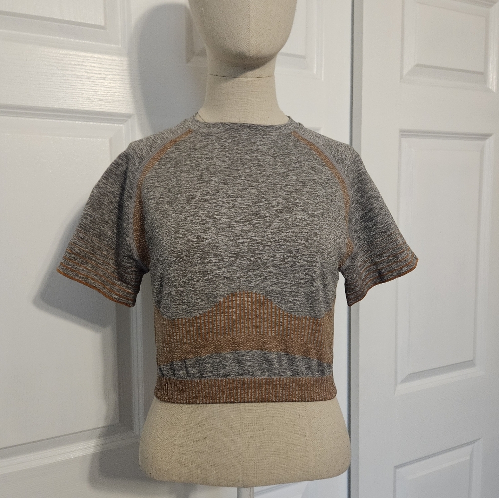 Gray and Brown Atheltic Crop Top